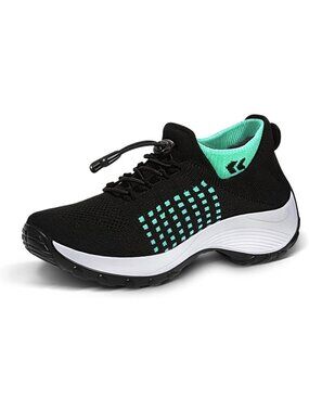 Women's Green Orthopedic Breathable Slip on Trainers Thick Bottom Sneaker Shoes